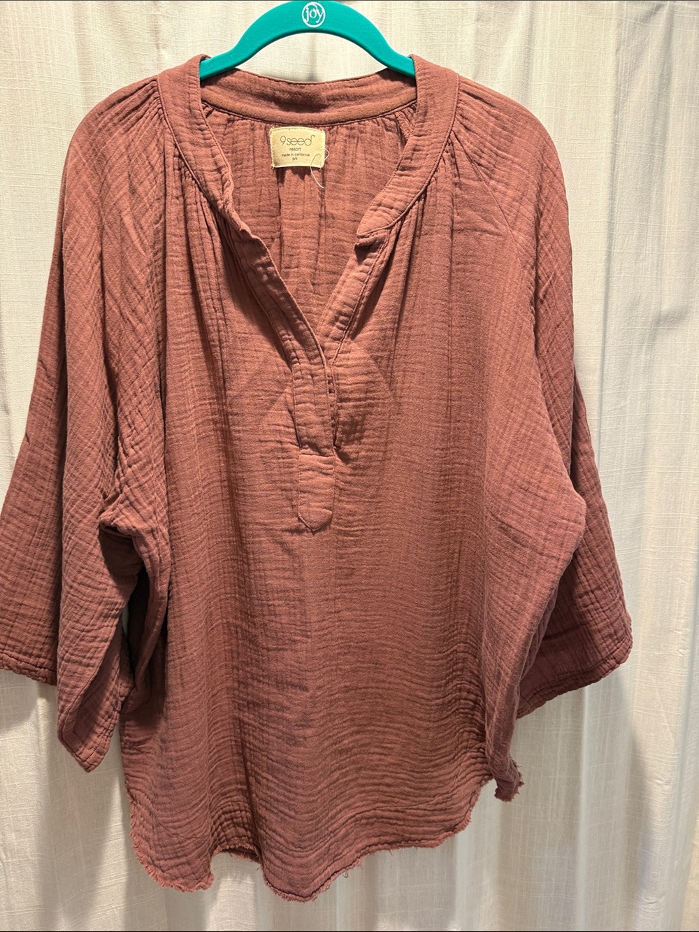 9 Seed Heritage Women's Mauve Cotton Gauze Pullover Top